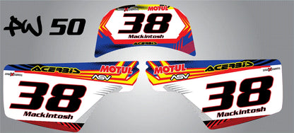 Custom Number Plate Graphics for Yamaha PW 50 Pee Wee 50 Neon Style