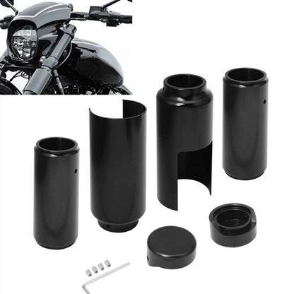 6 x Black Front Fork Boot Slider Shock Covers for Harley Street Bob (2018-2022)