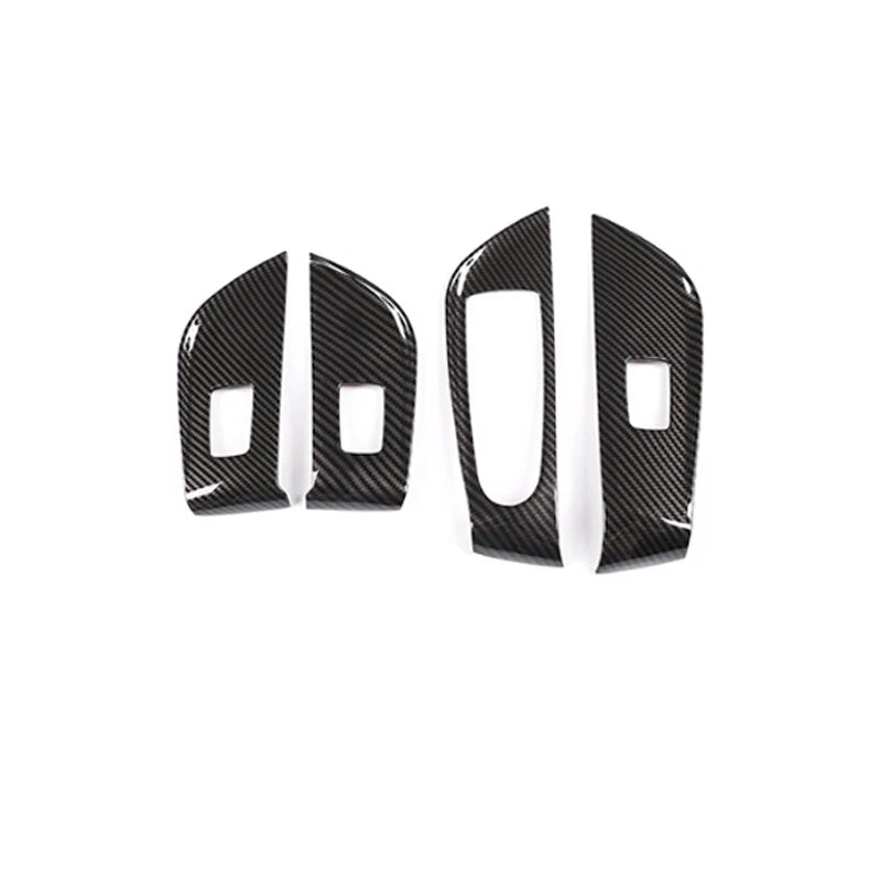 Carbon Fiber Style Door Window Switch Panel Trim For Benz E-Class W213 2016-2018