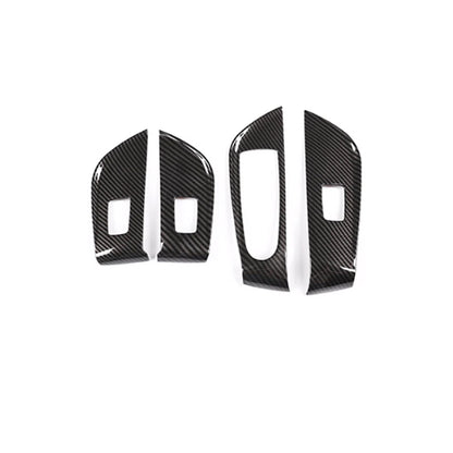 Carbon Fiber Style Door Window Switch Panel Trim For Benz E-Class W213 2016-2018