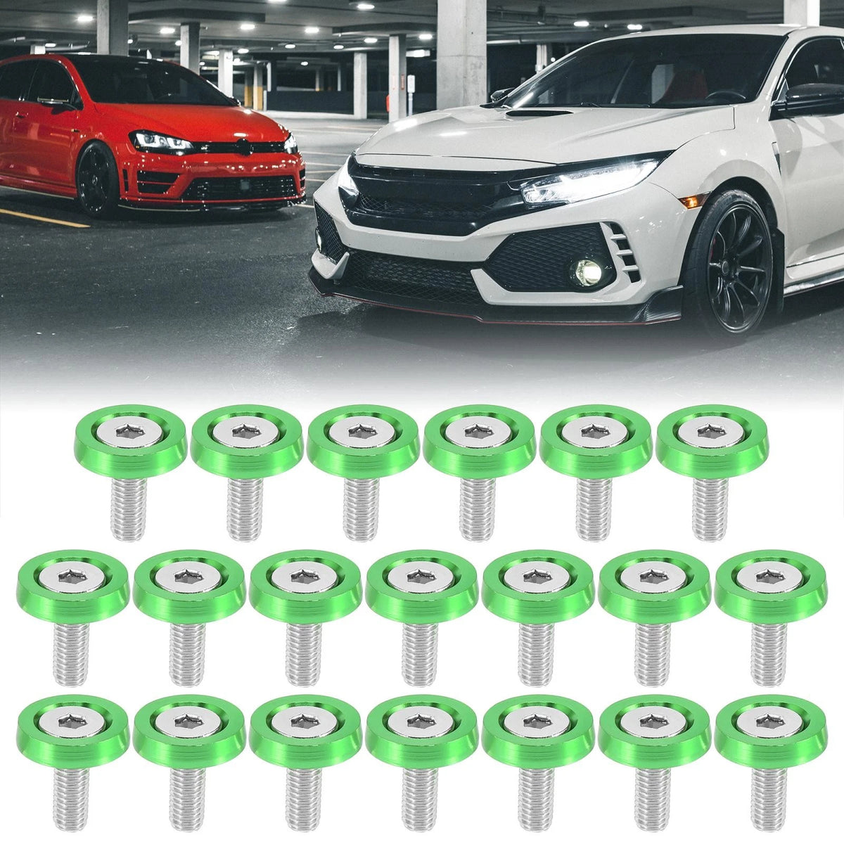 20 Pcs M6 Fender Bumper Washer Bolt Engine Bay Fastener for Car Motorcycle