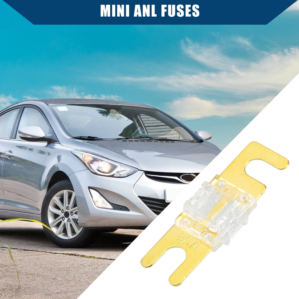 5 x 80A Mini ANL Fuses for Car Motorcycle Boat Gold Tone