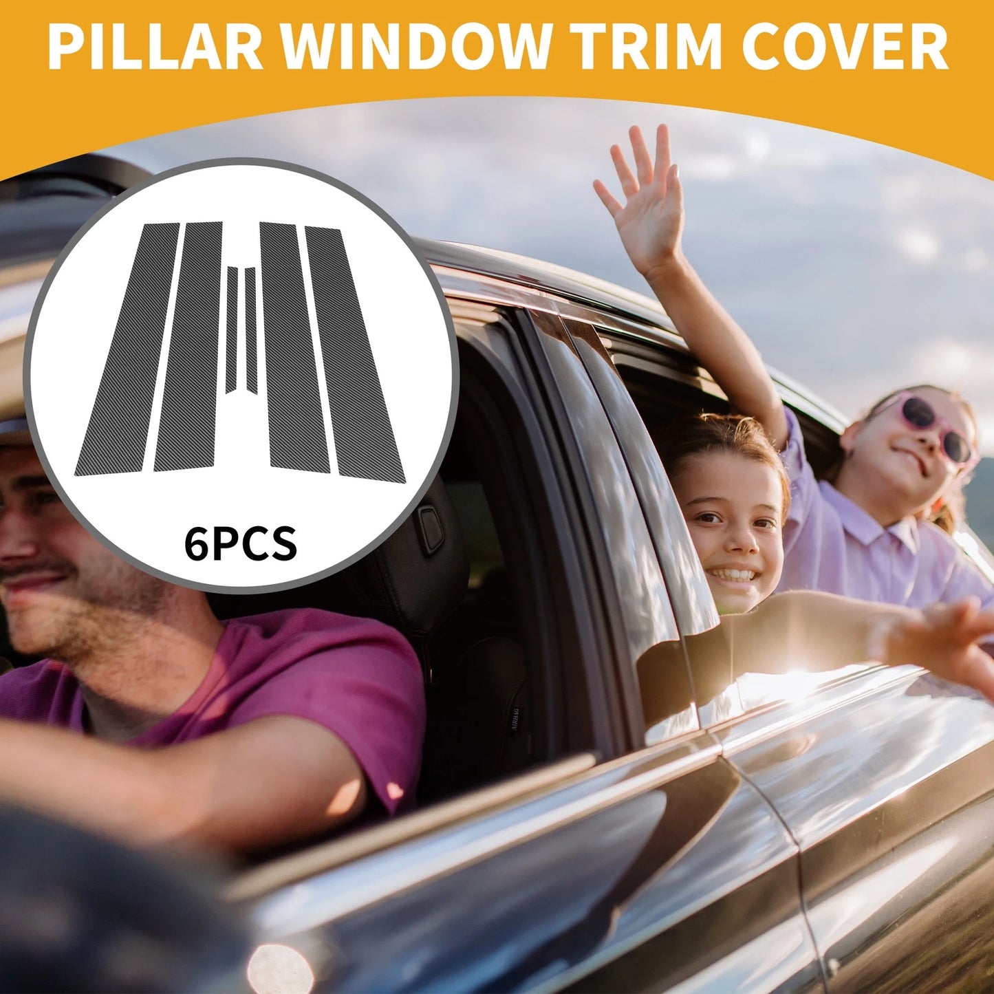 6 Pcs Carbon Fiber Door Pillar Window Trim for Toyota Mark X (2004-2019)