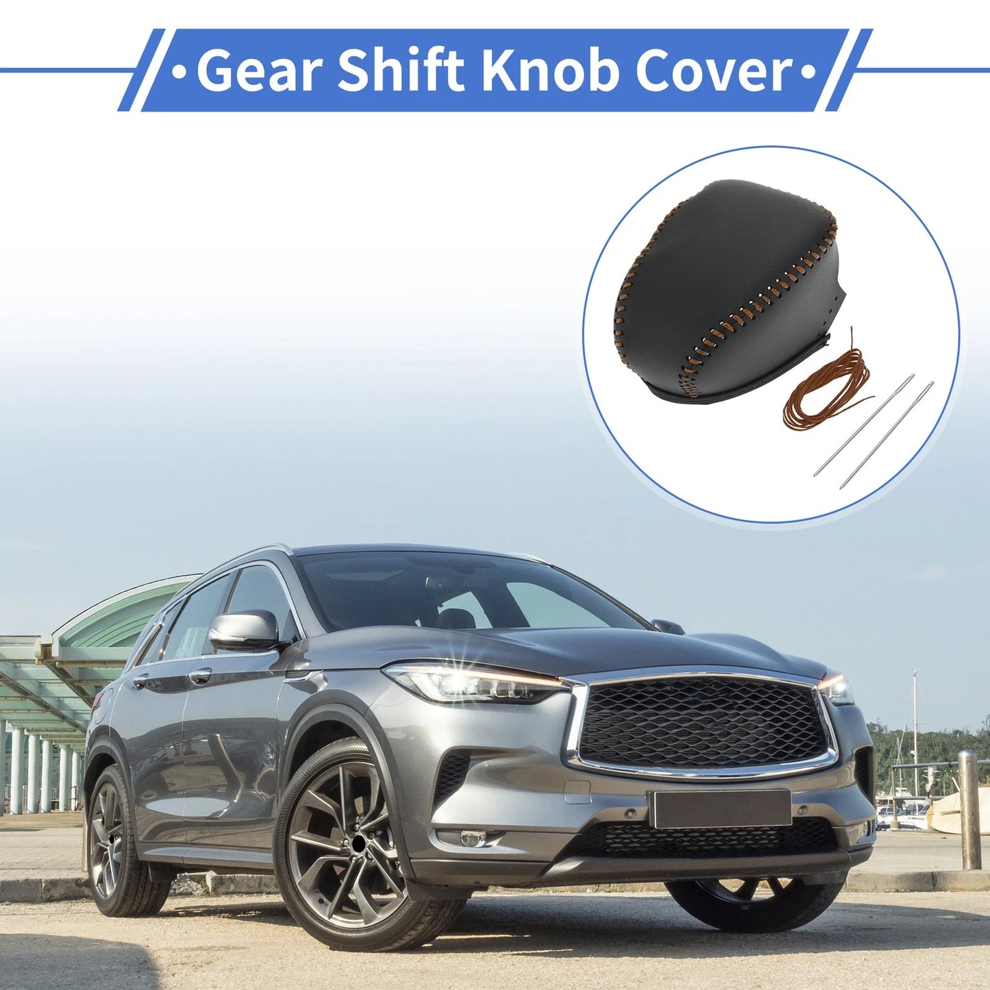 Gear Shift Knob Cover for Infiniti QX50 (2019 - 2024) Faux Leather Black Brown