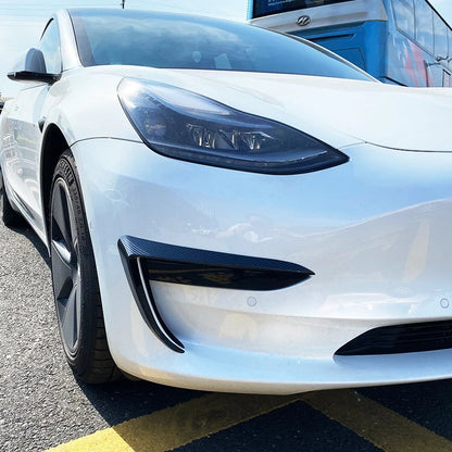 Adhesive Front Bumper Side C Canards Covers Trims for Tesla Model 3 (2017-2023)