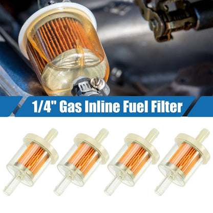 4pcs / 1/4 Inch / Gas Inline Fuel Filter for Motorcycle ATV