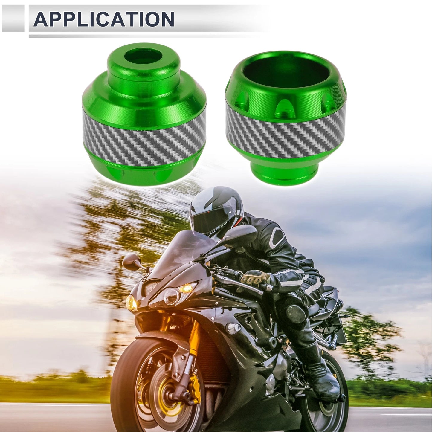 2 x 14mm Aluminum Alloy Carbon Fiber Motorcycle Slider Frame for Make Model
