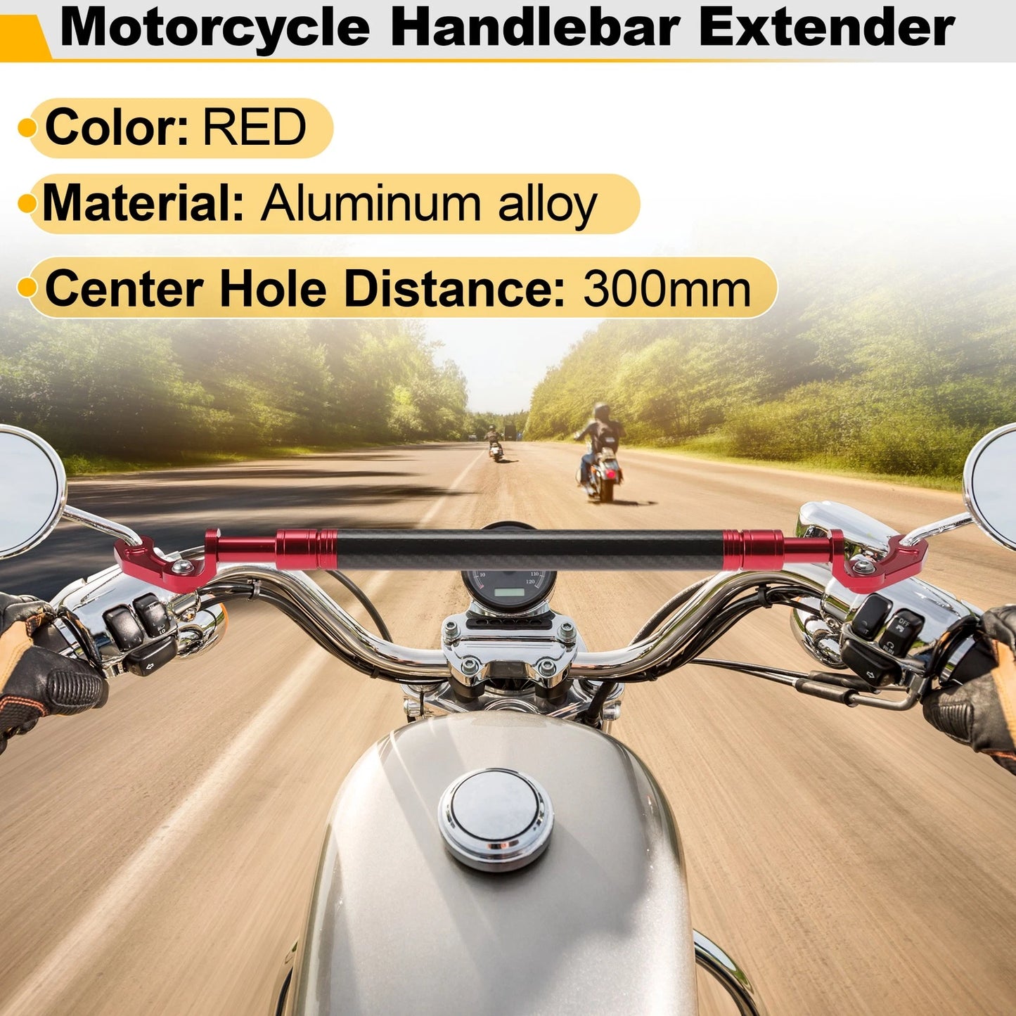 Balance Handle Bar Extender Bracket 300mm Center Hole Red Black for Motorcycle