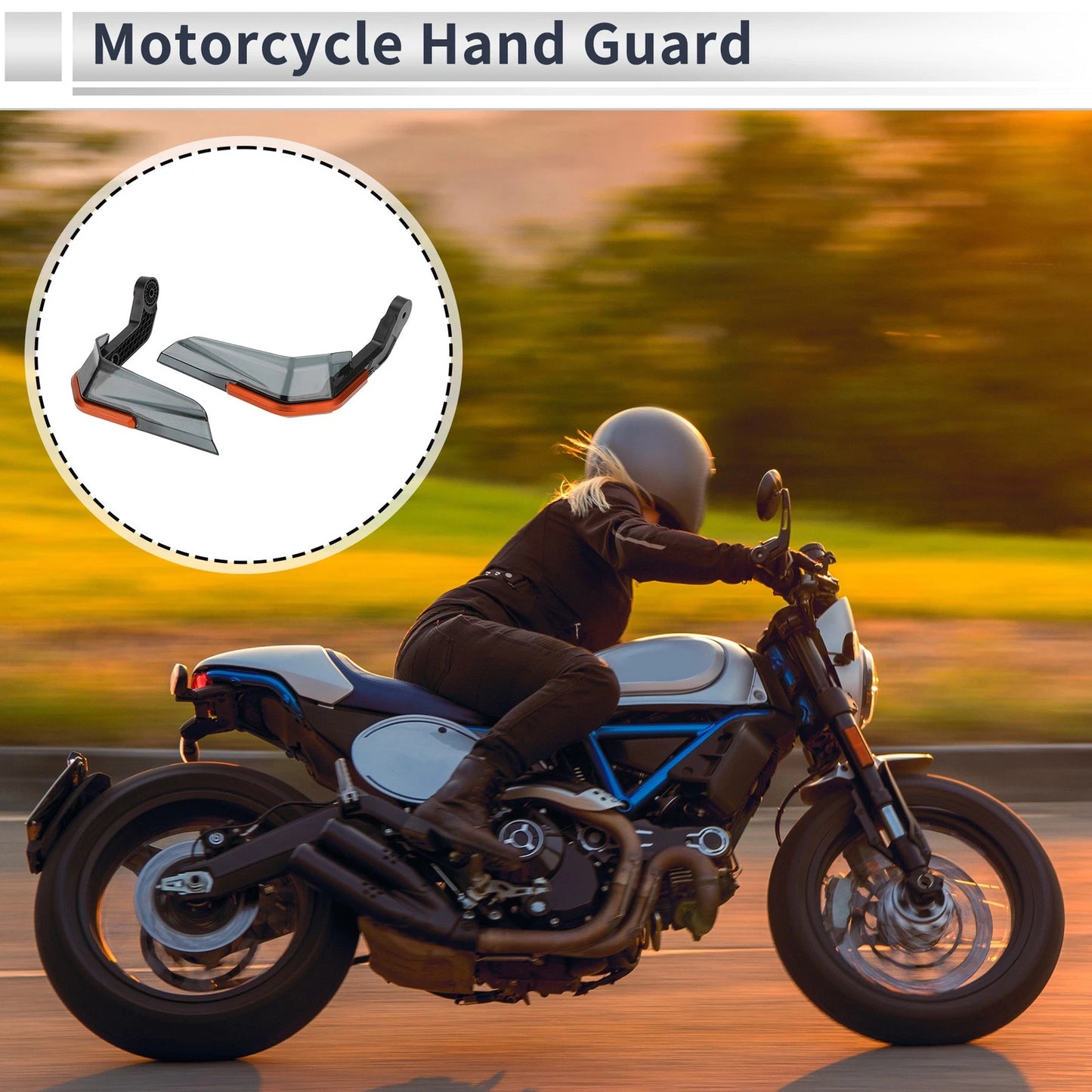 Set Universal Hand Guard for Motorcycles Knuckle Protector Orange ABS