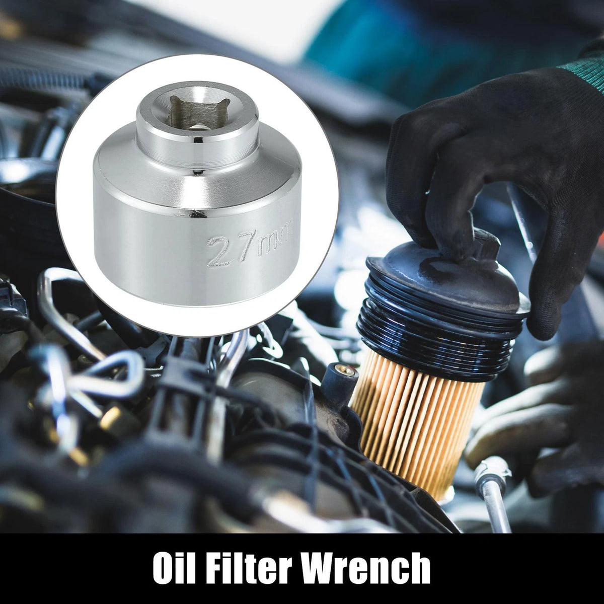 27mm Oil Filter Wrench Cap Socket for VW, Benz, Ford, Dodge, Fiat