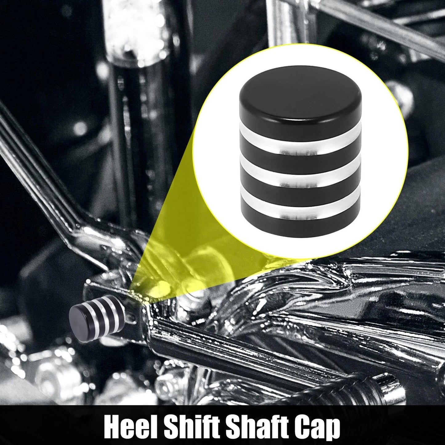 Heel Shift Shaft Cap for Harley-Davidson Black Silver Tone