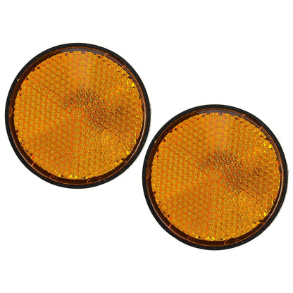 2 x Motorcycle Yellow Front Fork Round Reflectors for Honda Kawasaki