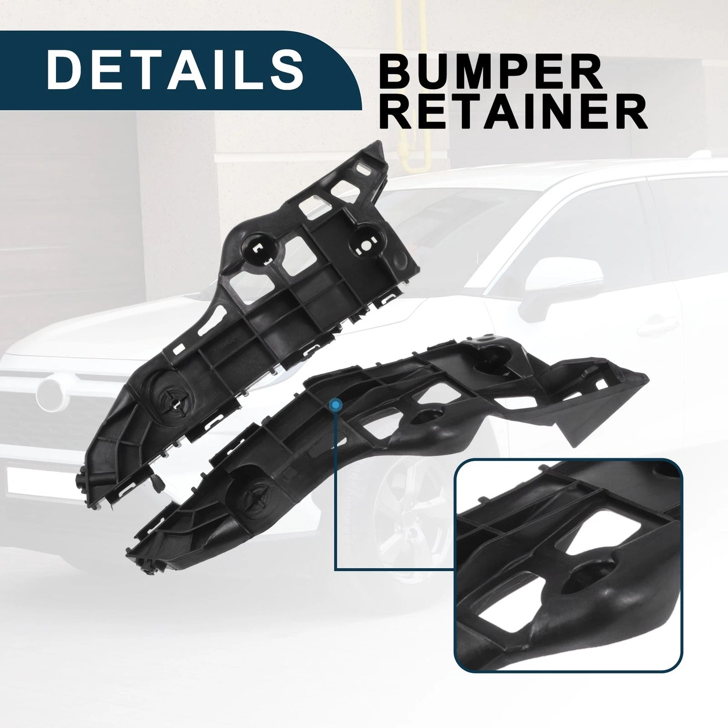 Front Bumper Retainer Bracket 2 x for Toyota Highlander (2001-2023) Black