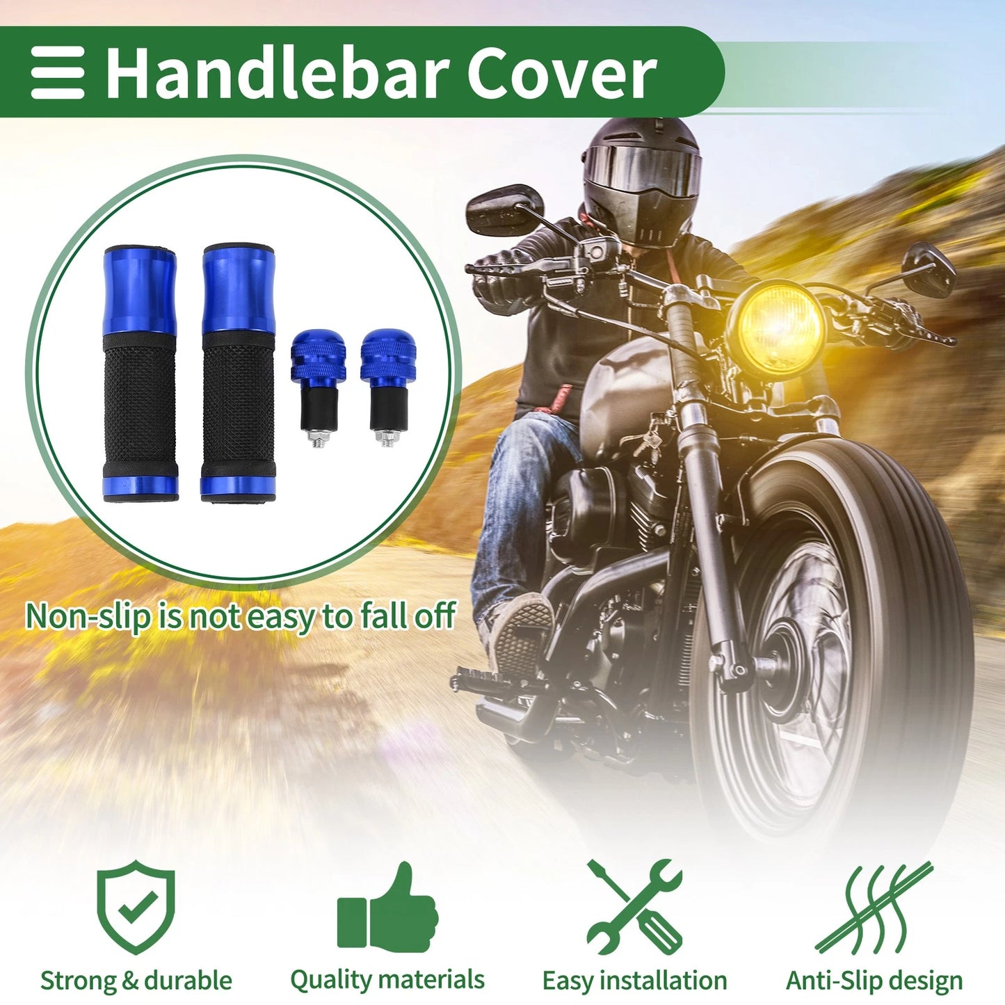 Hand Grips Cover Aluminum Alloy Rubber for Motorcycle