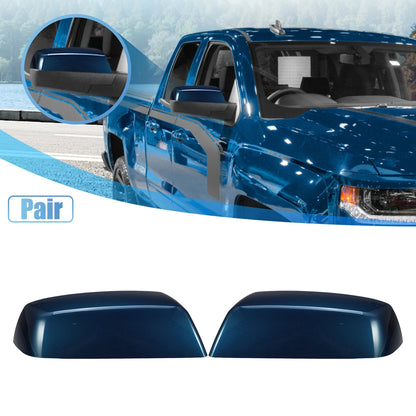 Pair Blue Top Side Mirror Covers for Chevy Silverado 1500 2500 3500 (2014-2019)