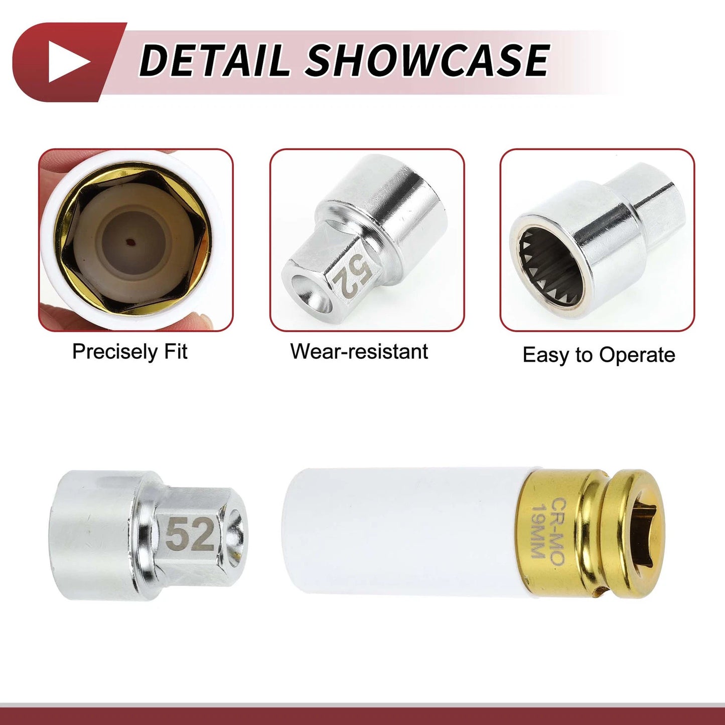 Wheel Lock Lug Nut 16 Teeth Anti-theft Key Socket for Porsche Cayenne