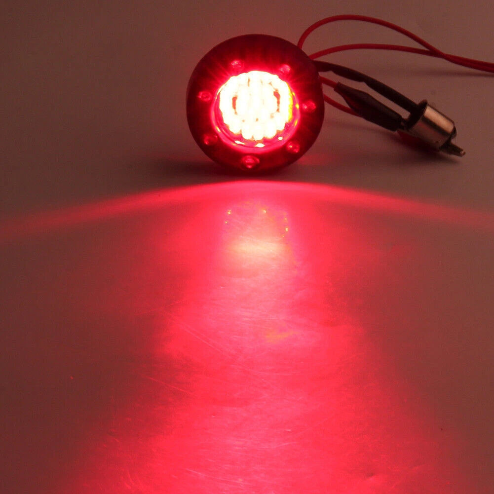 Red LED Turn Signal Lights with Gloss Black Trim Ring for Harley Sportster