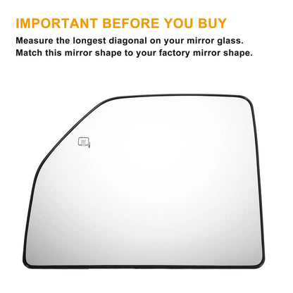Left Side Heated White Mirror Glass for Ford F150 F250 F350 F450 (2004-2023)