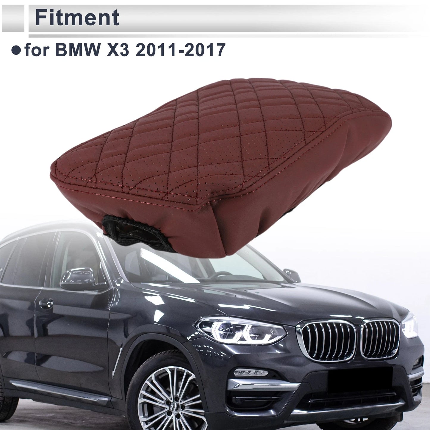 Car Center Console Cover Wine Red for BMW X3 (2011-2017) 1 Pc
