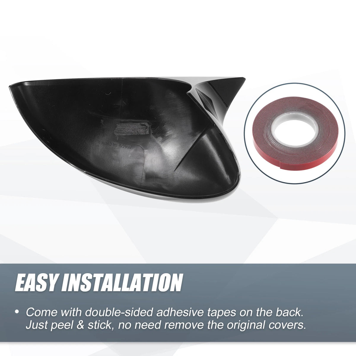 Rearview Mirror Cover Overlay Gloss Black for Ford Mustang GT (2015-2024)