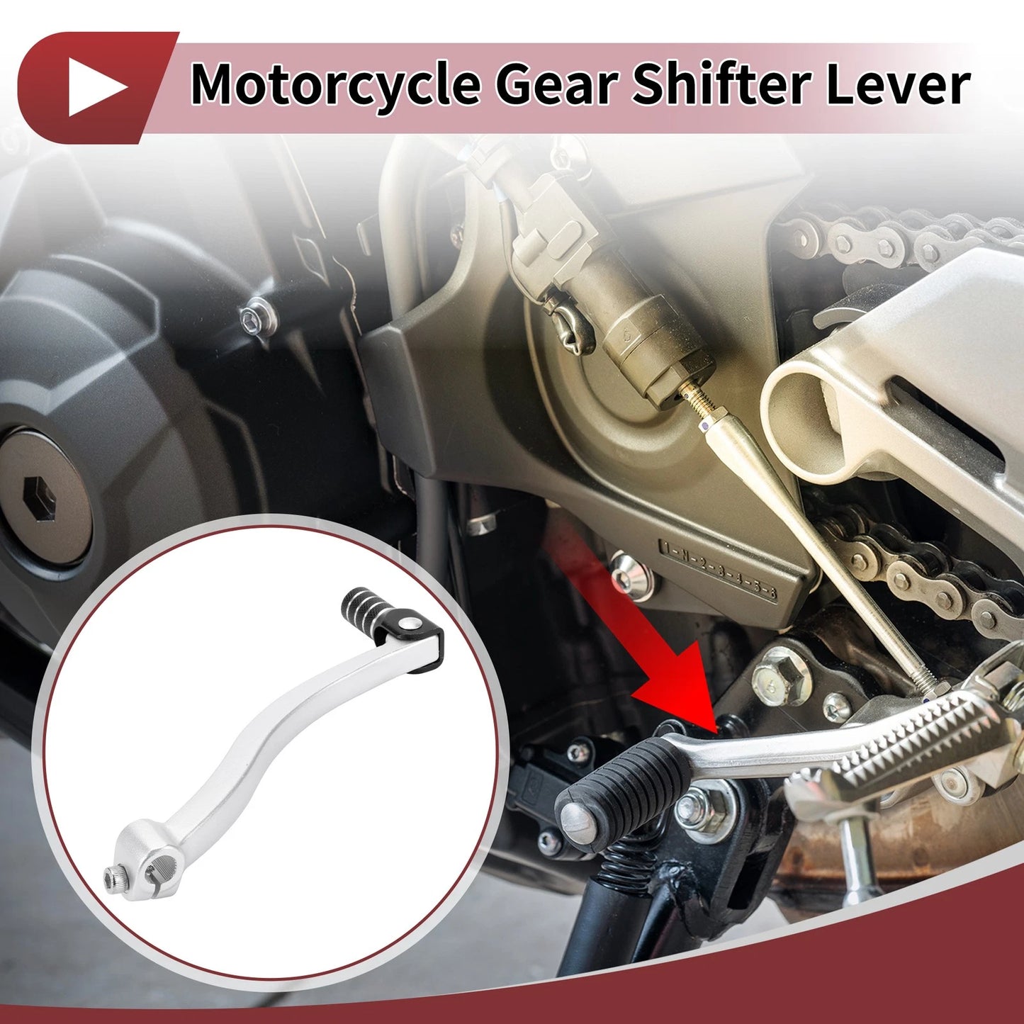Folding Gear Shifter Lever Silver Tone Black for Kayo T6 (2020–2023)