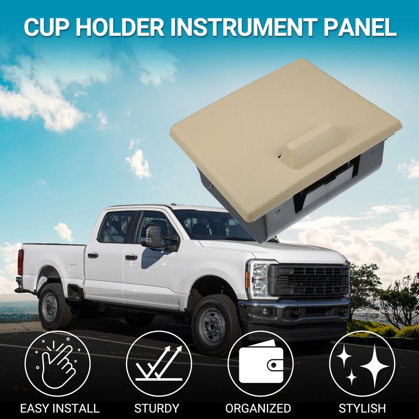 Cup Holder for Ford F-250 Super Duty (2008-2010) - Practical Drink Holder Brown
