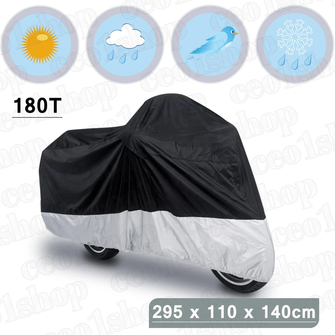 XXXL 180T Black+Silver Motorcycle Cover for Honda Goldwing 1100 1200 1500 1800