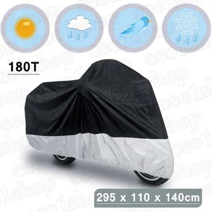 XXXL 180T Black+Silver Motorcycle Cover for Honda Goldwing 1100 1200 1500 1800