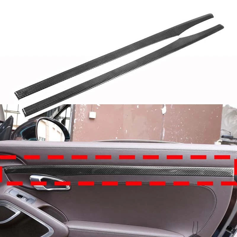 Real Carbon Fiber Interior Door Panel Strip Trim for 16-22 Porsche 718/12-18 911