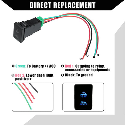 Tray Lights Push Button Switch Set for Toyota Land Cruiser 4Runner (2003-2023)