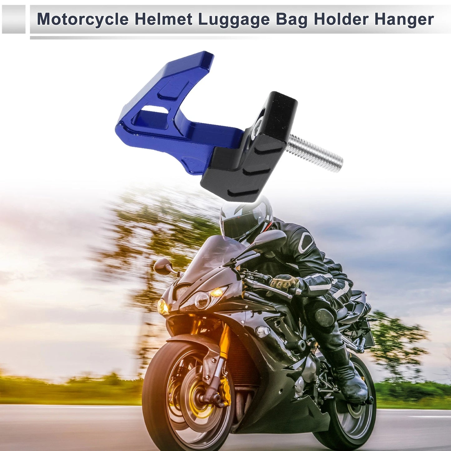 Square Aluminum Alloy Motorcycle Hanging Hook 1 Set Blue 50mm for Make Model