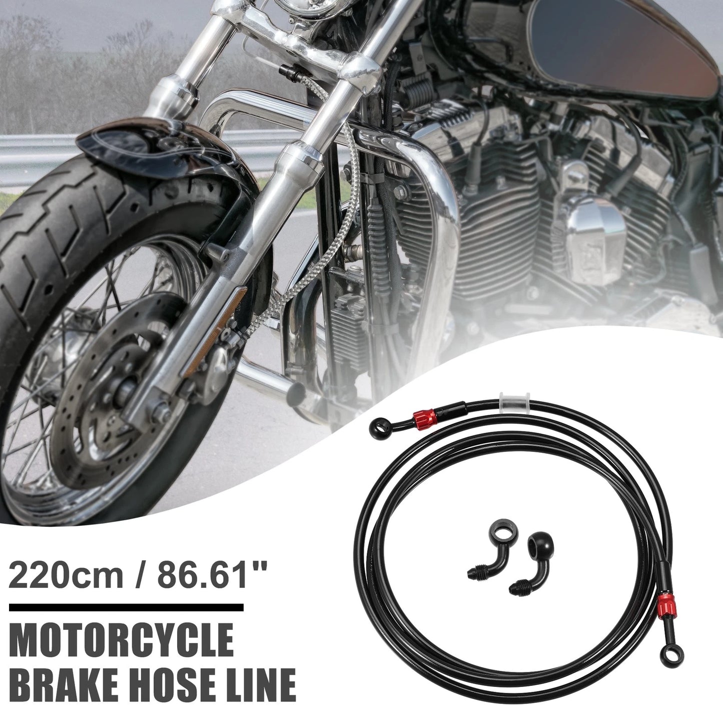 Brake Hose 90 Degree 220cm Motorcycle Braided Line Clutch Tube for Make Model