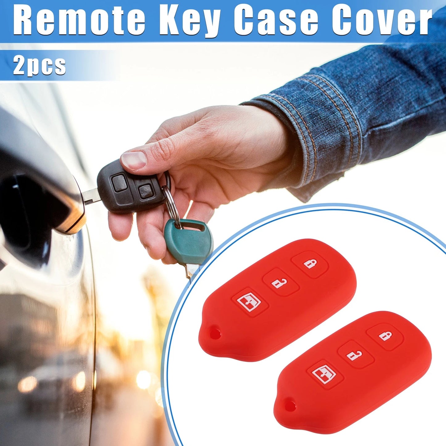 2 x Remote Key Fob Cases for Toyota 4Runner, Sequoia, 4 Button, Red