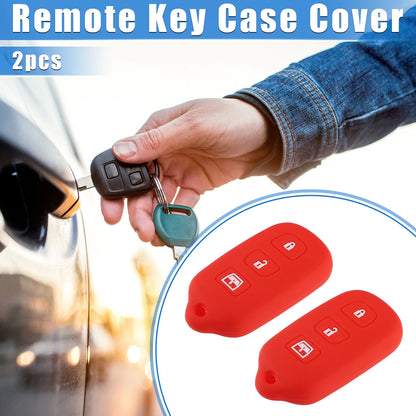 2 x Remote Key Fob Cases for Toyota 4Runner, Sequoia, 4 Button, Red