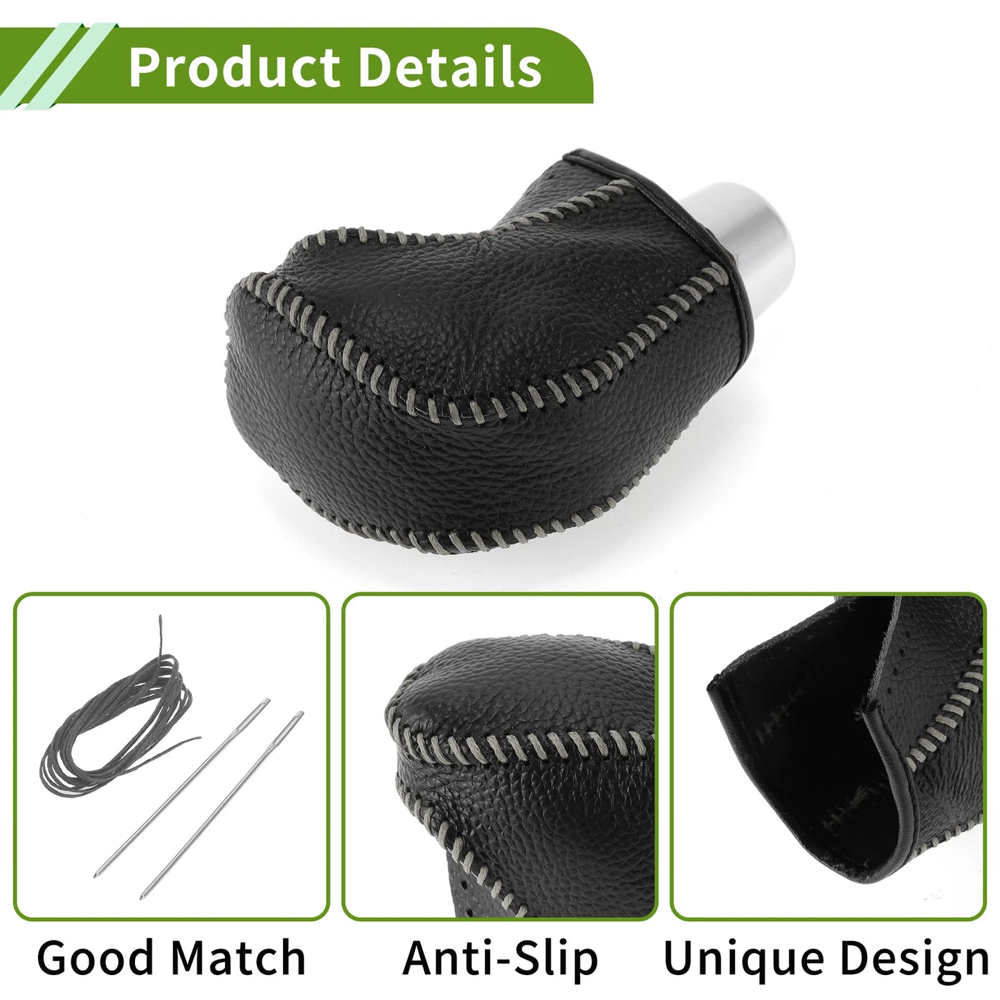 Car Gear Shift Knob Cover for Toyota Tacoma (2016-2022) Pebbled Black Grey