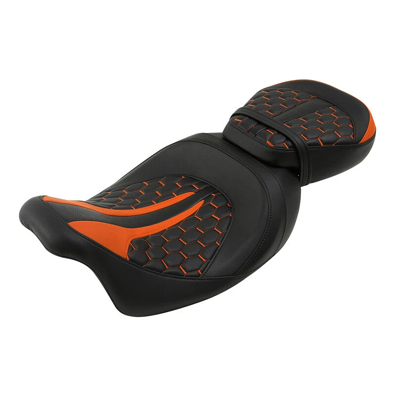 Seat Black/Orange Driver Passenger for Harley Touring Electra Glide (2009-2023)