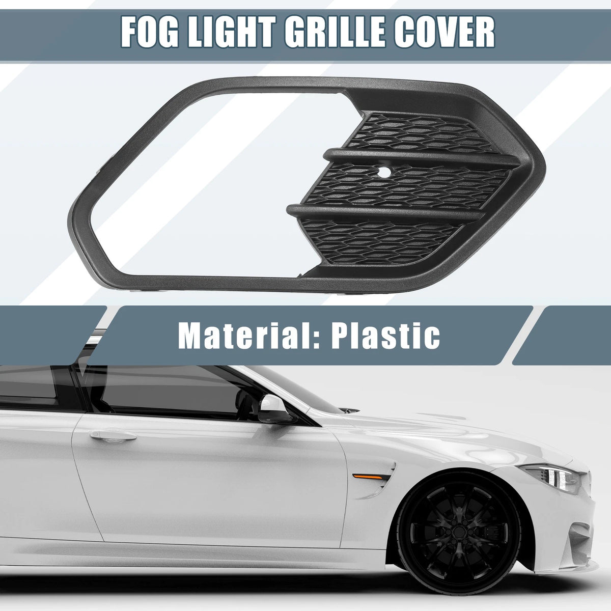 Front Right Fog Light Grille Cover for Ford Escape Kuga (2017-2019) Black