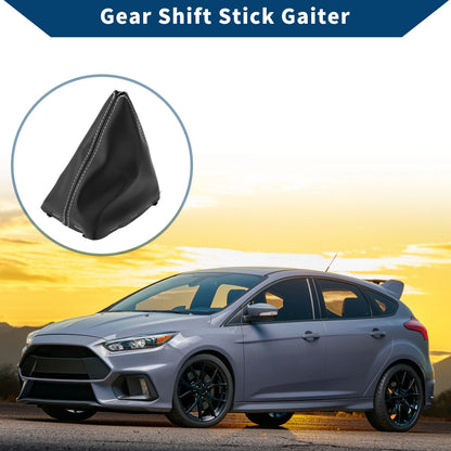 Car Gear Shift Stick Gaiter Black White Leather for Ford Focus C-MAX (2003-2010)