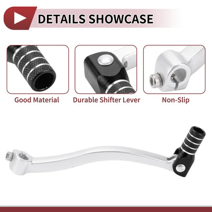 Folding Gear Shifter Lever Silver Tone Black for Kayo T6 (2020–2023)