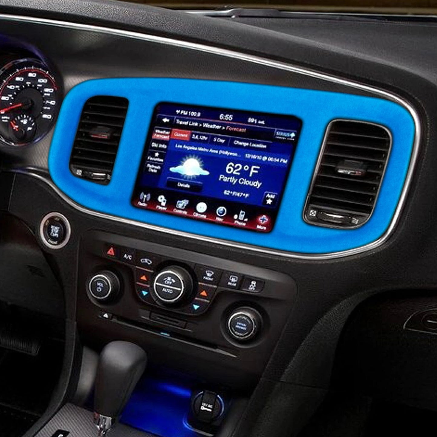 1x Blue Central Control Navigation Panel Cover for Dodge Charger (2015-2023)