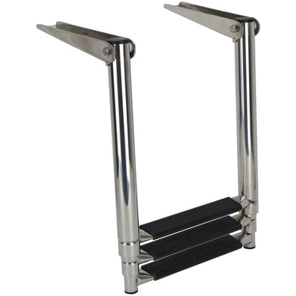 Stainless Steel Telescopic Boat Boarding Ladder 3 Step Platform Mount 900mm