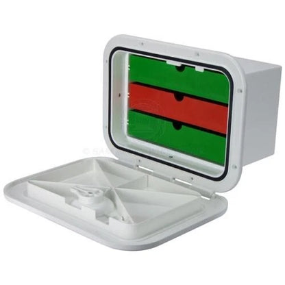 Access Hatch Storage Box for Caravan/Boat/RV White Lid 3 Drawers
