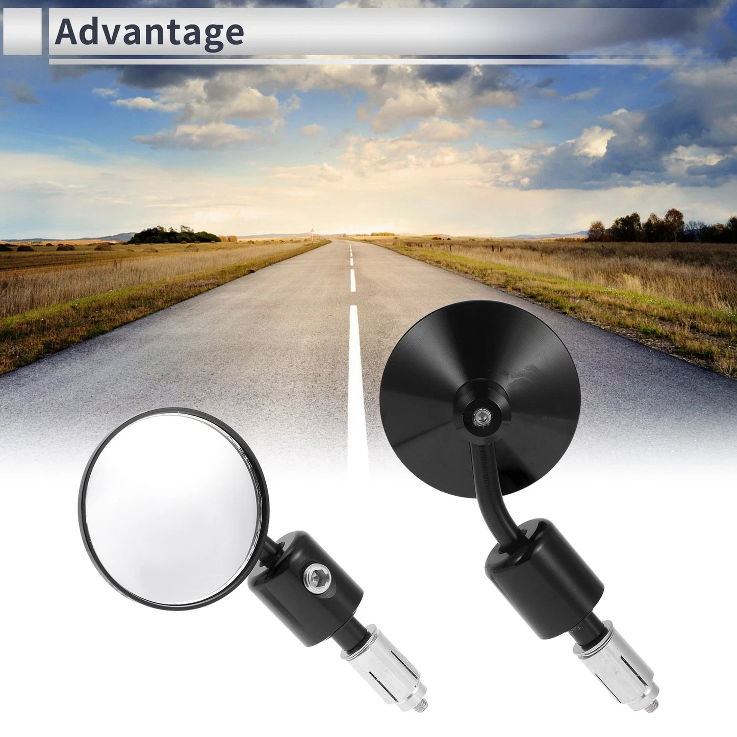 Motorcycle Rear View Mirrors Round Shape Black Aluminum Alloy 1set for M6