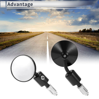 Motorcycle Rear View Mirrors Round Shape Black Aluminum Alloy 1set for M6