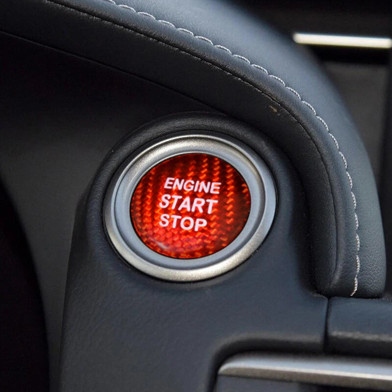 For Lexus IS ES GS Red Carbon Fiber Engine Start Buttons Cover Cap Sticker
