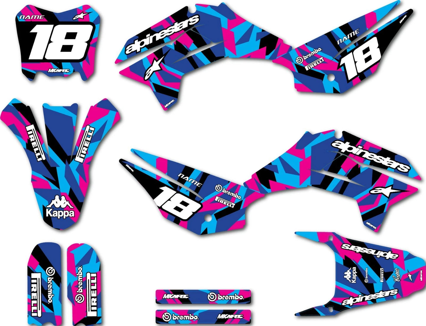 Custom Graphics Full Kit for Kayo TT 160 Miami Pink Style Sticker Kit