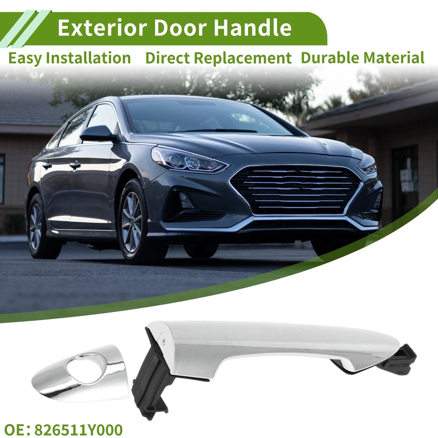 Exterior Door Handle for Hyundai Kia Silver Tone Front Left (2011-2016)