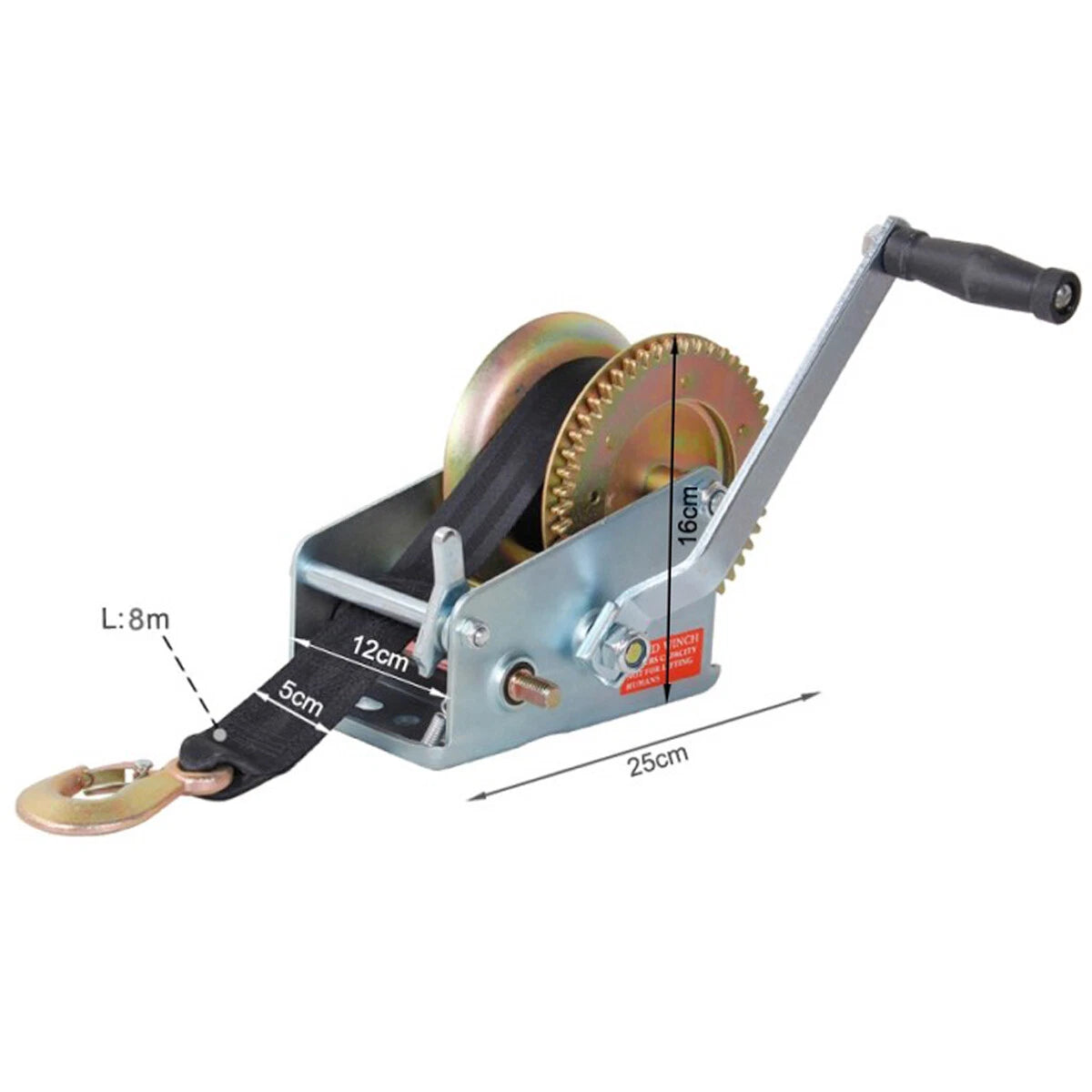 3000LBS Hand Winch 1-Way 8M Synthetic Strap for Pickup ATV Boat Trailer (N/A)