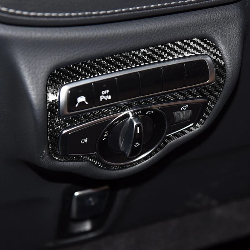 100% Carbon Headlight Switch Button Cover Trim for Benz G500 G63 W464 2019-2023