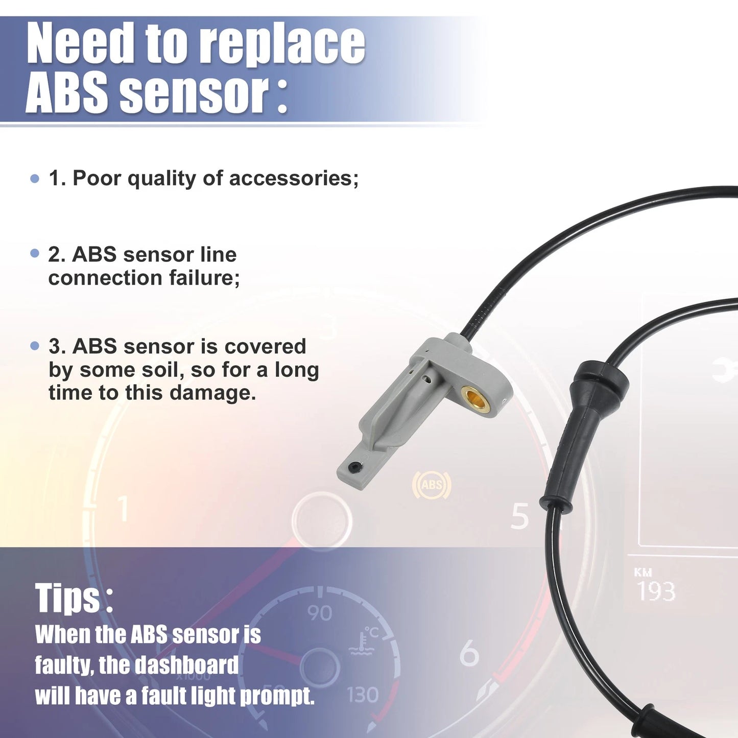 ABS Sensor  Rear Left Right for Peugeot 206 Hatchback (1998-2019)